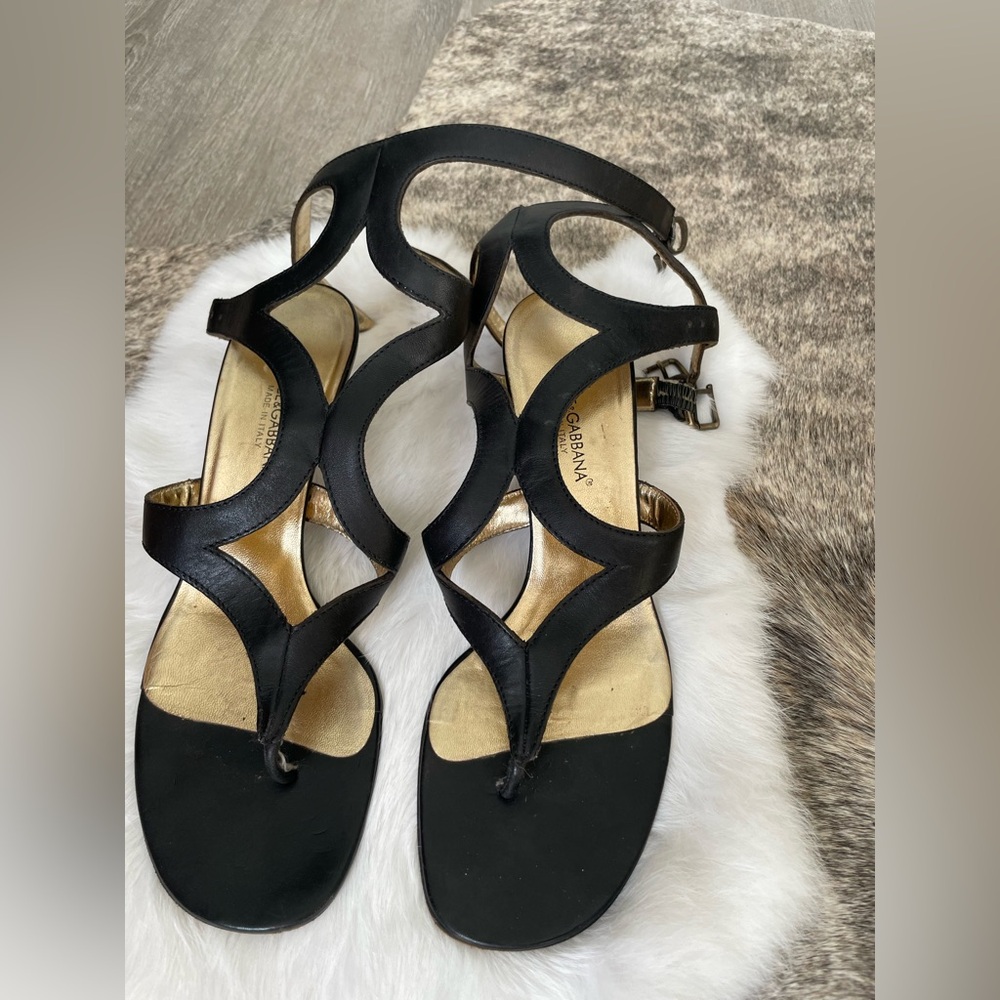 Authentic Dolce & Gabbana Strappy Black Gladiator Heels SZ 37 US 6.5